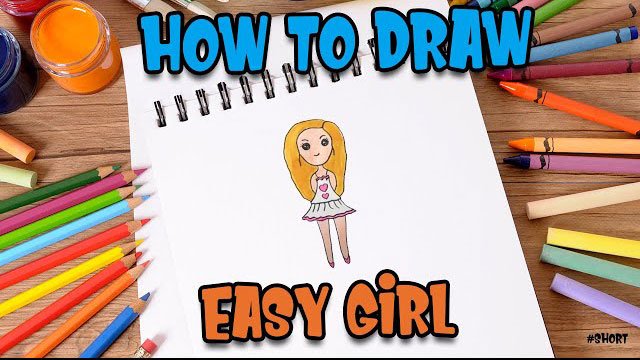 How to Draw easy Girl step by step for Kids #shorts