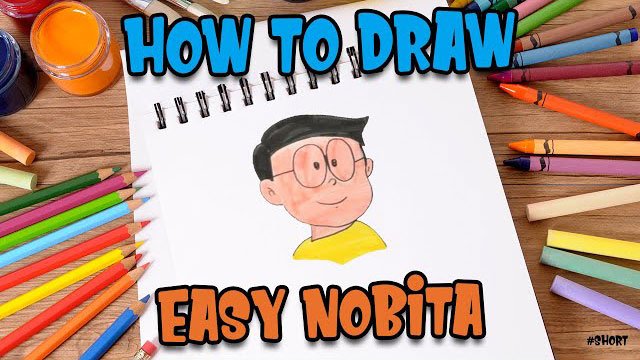 How to Draw easy Nobita step by step for Kids #shorts