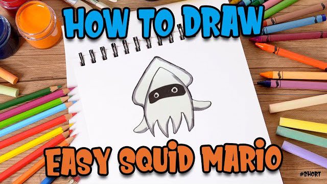 How to Draw easy Squid Mario step by step for Kids #shorts