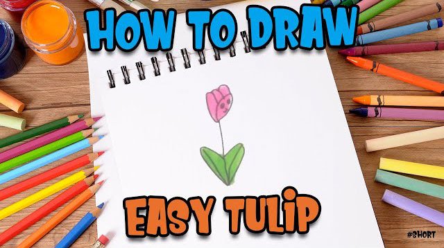 How to Draw easy Tulip step by step for Kids #shorts