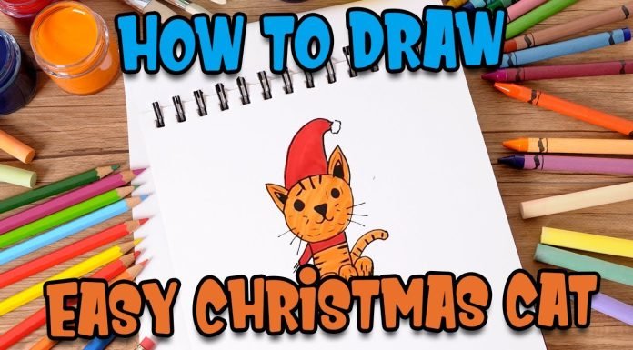 How to Draw easy Christmas Cat step by step #shorts