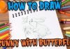 Simple and easy pencil drawing of bunny with butterfly/butterfly drawing with rabbit