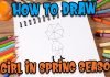 Easy way to draw a girl in spring season – pencil sketch | Easy kids drawing Kids Fun learn club