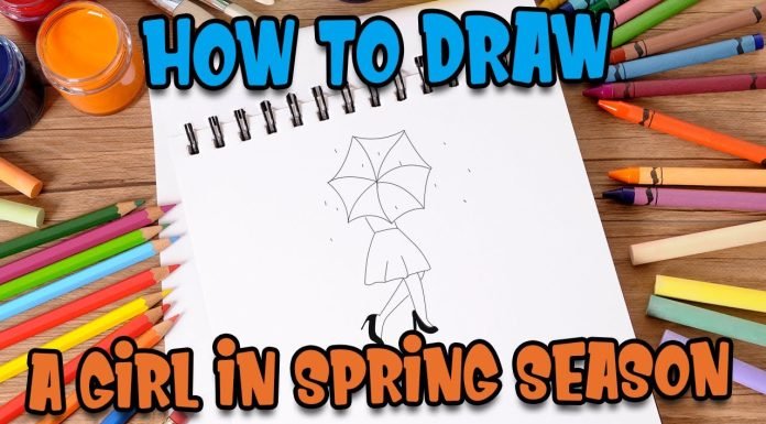 Easy way to draw a girl in spring season – pencil sketch | Easy kids drawing Kids Fun learn club