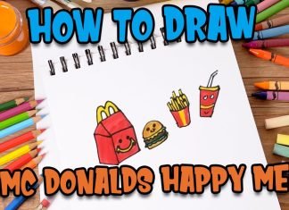 How to draw a mc donalds happy meal for kids easy step by step