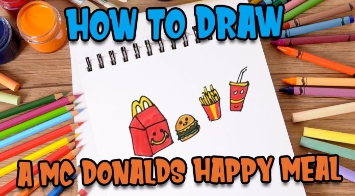 How to draw a mc donalds happy meal for kids easy step by step