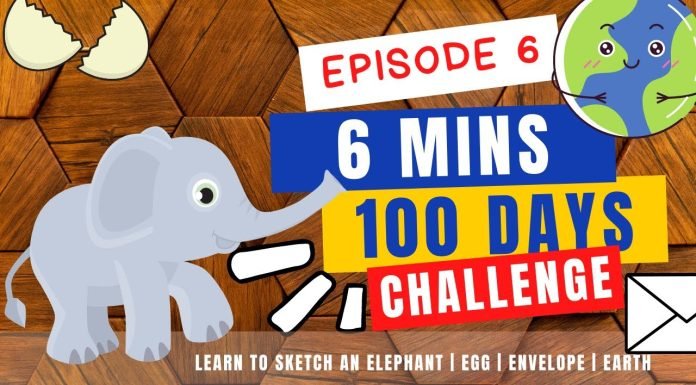 EPISODE 6 | 6 mins 100 days challenge Sketching Challenge | step by step Drawing Tutorials for kids