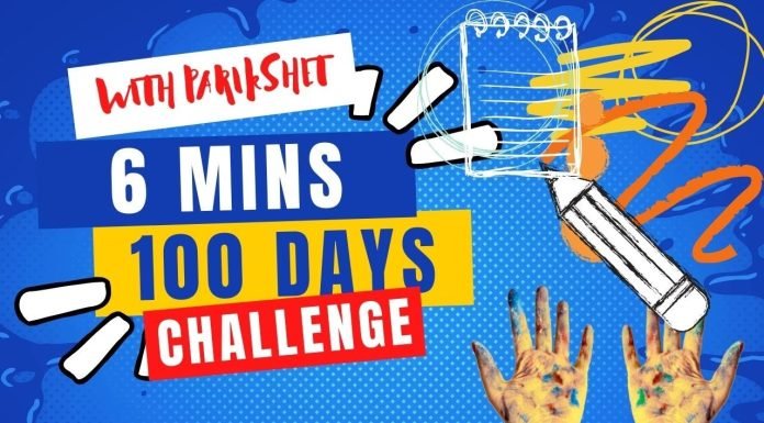 The 6 minute 100 days challenge of learning to draw and sketch for kids step by step tutorial
