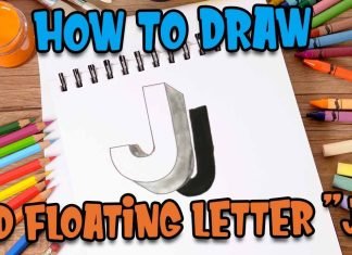 Very Easy!! How To Draw 3D Floating Letter “J” – Anamorphic Illusion – 3D Trick Art on paper
