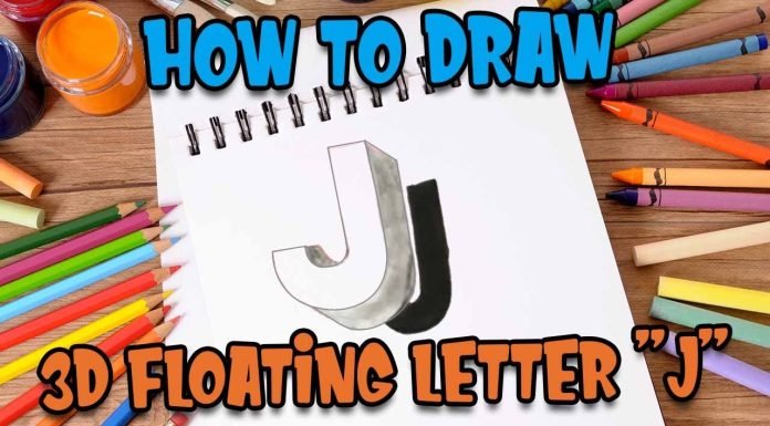 Very Easy!! How To Draw 3D Floating Letter “J” – Anamorphic Illusion – 3D Trick Art on paper