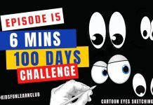 EPISODE 15 | 6 mins 100 days Sketching Challenge for kids | Cartoon Eyes easy sketching for kids