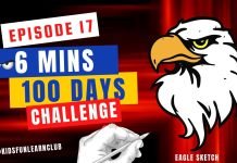 EPISODE 17 | 6 mins 100 days Sketching Challenge for kids | Easy Eagle Sketch | How to draw an eagle
