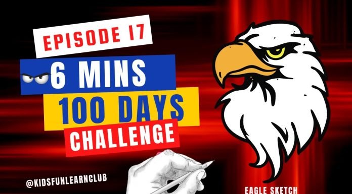 EPISODE 17 | 6 mins 100 days Sketching Challenge for kids | Easy Eagle Sketch | How to draw an eagle