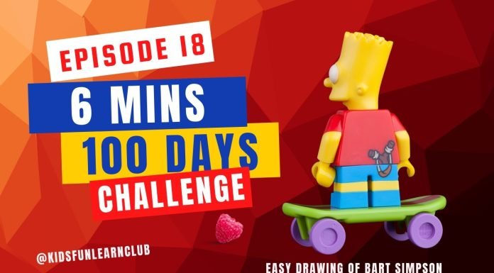 EPISODE 18 | 6 mins 100 days Sketching Challenge for kids | Easy Bart Simpson Sketch