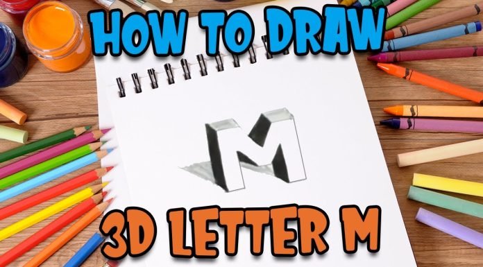 How to Draw 3D Letter M – Drawing with pencil – Awesome Trick Art