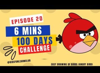 EPISODE 20 | 6 mins 100 days Sketching Challenge for kids | Easy Drawing of Birds(ANGRY BIRDS)