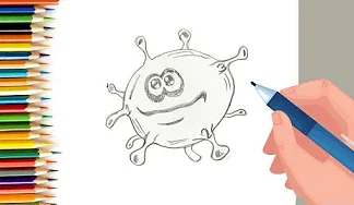 EPISODE 45 | 6 mins 100 days Sketching Challenge for kids | How to draw monster coronavirus
