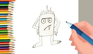 EPISODE 41 | 6 mins 100 days Sketching Challenge for kids | How to draw funny monster