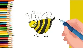 EPISODE 54 | 6 mins 100 days Sketching Challenge for kids | How to draw a Bee