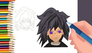 EPISODE 65 | 6 mins 100 days Sketching Challenge for kids | How To Draw Giyu Tomioka