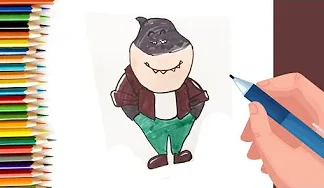 EPISODE 69 | 6 mins 100 days Sketching Challenge for kids | How to draw Mr. Shark from bad guys