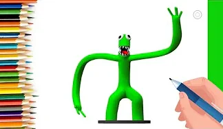 EPISODE 74 | 6 mins 100 days Sketching Challenge for kids | How to draw Rainbow friends Green