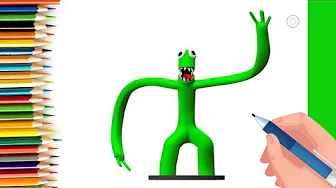 EPISODE 74 | 6 mins 100 days Sketching Challenge for kids | How to draw Rainbow friends Green