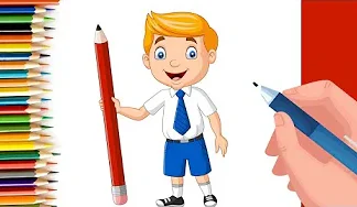 EPISODE 32 | 6 mins 100 days Sketching Challenge for kids | Sketch of a boy with pencil | School boy drawing