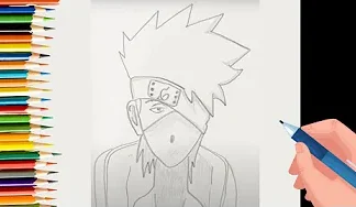 EPISODE 75 | 6 mins 100 days Sketching Challenge for kids | how to draw Kakashi Hatake | How to draw anime step by step