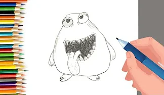 EPISODE 33 | 6 mins 100 days Sketching Challenge for kids | Funny Monster Series drawings | Easy monster drawing for kids