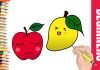 How to draw apple mango