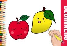 How to draw apple mango