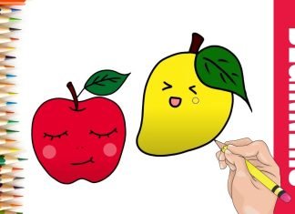 How to draw apple mango