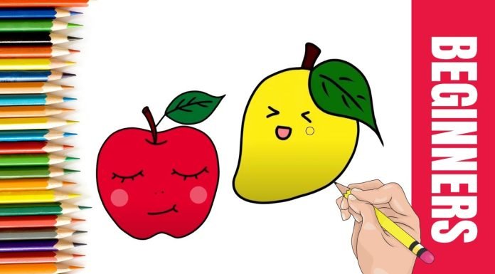 How to draw apple mango