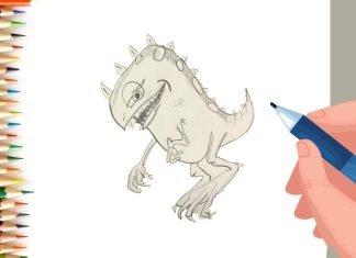 EPISODE 38 | 6 mins 100 days Sketching Challenge for kids | How to draw dinosaur monster