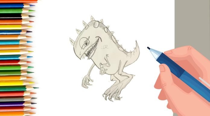 EPISODE 38 | 6 mins 100 days Sketching Challenge for kids | How to draw dinosaur monster