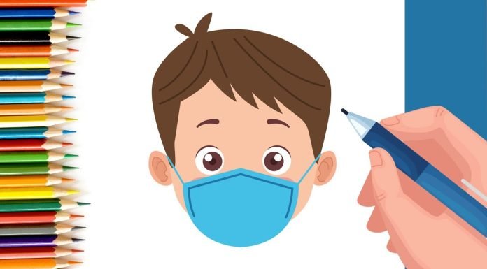 EPISODE 28 | 6 mins 100 days Sketching Challenge for kids | Easy Drawing of Anime Boy with Face mask step by step